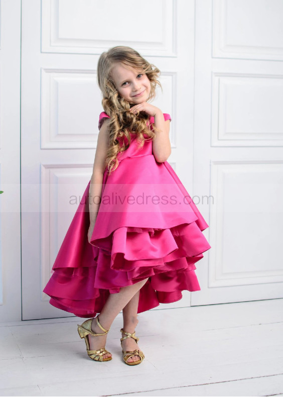 Satin High Low Flower Girl Dress Toddler Gown